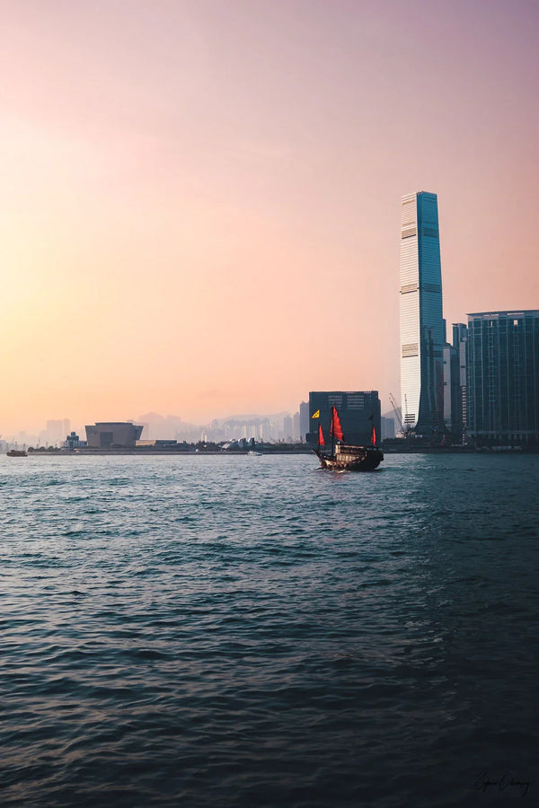 The last traditional "Sampan" in operation spotted at Victoria Harbour, Hong Kong, China.  Fine Art Limited Edition of 28. Photo © Copyright by Sylvère Clerempuy.