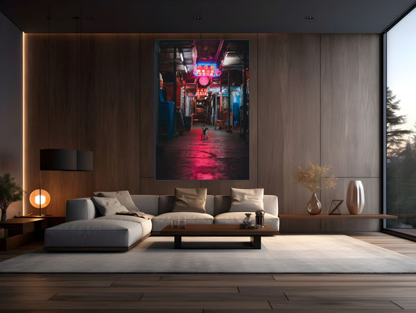 Stray Guardian of the Neon Path - Fine Art Photography by Sylvere Clerempuy Photography