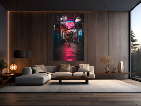 Stray Guardian of the Neon Path - Fine Art Photography by Sylvere Clerempuy Photography