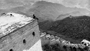 Black and white shot of a non restored part of the great wall of China in the north of China.  Fine Art Limited Edition of 28. Photo © Copyright by Sylvère Clerempuy.