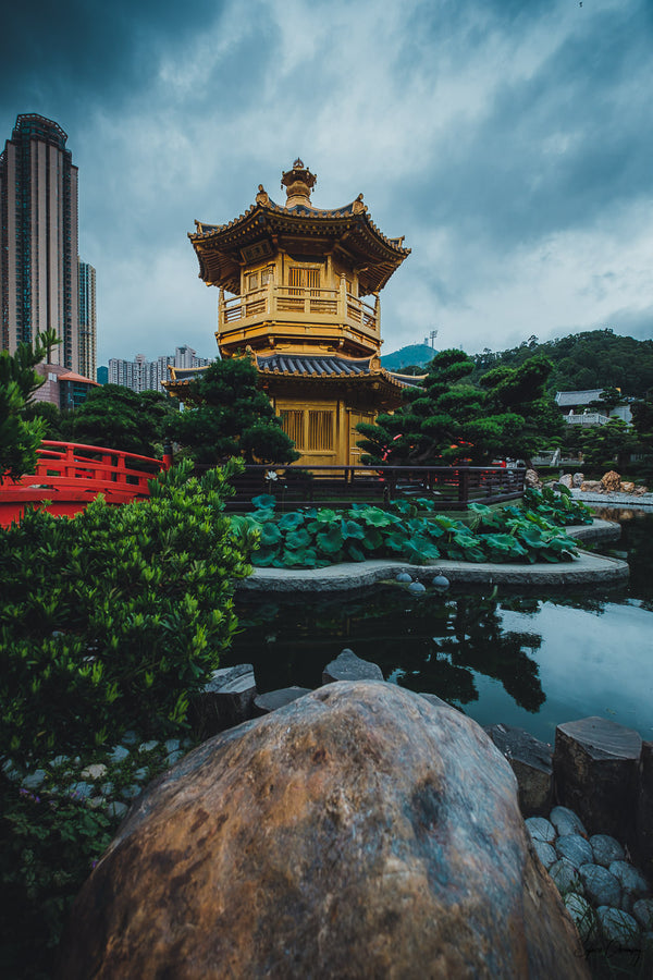 Nan Lian Garden's Golden pavilion demonstrating the harmony of nature in Diamond Hill, Hong Kong China.  Fine Art Limited Edition of 28. Photo © Copyright by Sylvère Clerempuy.